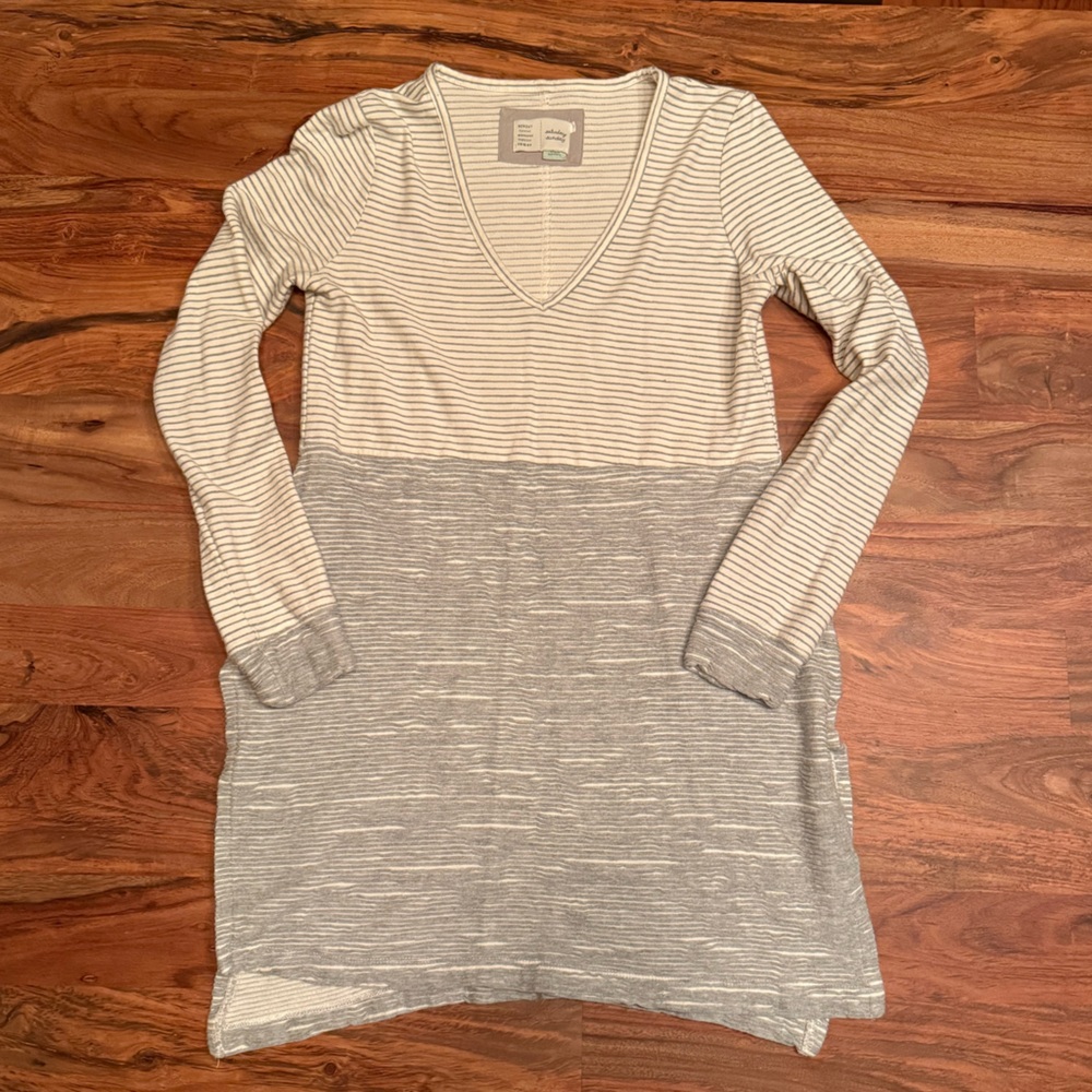 Anthropologie Striped V-Neck Tunic Top